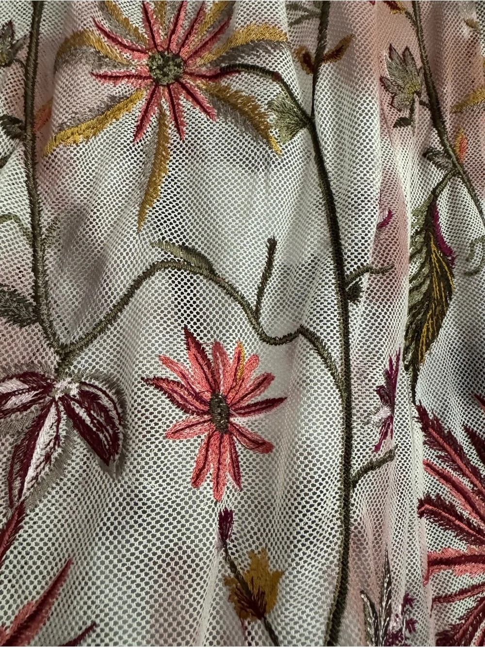 NWT Soft Surroundings Splendor Maxi Skirt Cloud Gray Floral Embroidered
